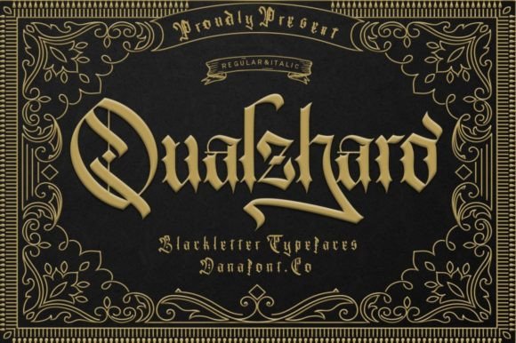 Qualzharo: Elevating Design with Elegant Blackletter Typography